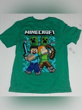 Minecraft Kids' Short Sleeve Green Tee Shirt Boys M (8)